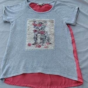 Girls Speechless brand L Top Kitty sequins